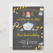 Chalkboard Police Birthday Party Invitation (Front)