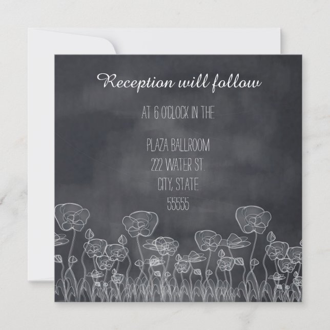 Chalkboard Poppy Reception Invitation (Front)
