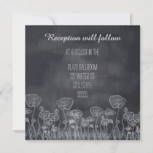 Chalkboard Poppy Reception Invitation