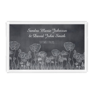 Chalkboard Poppy Wedding Serving Tray