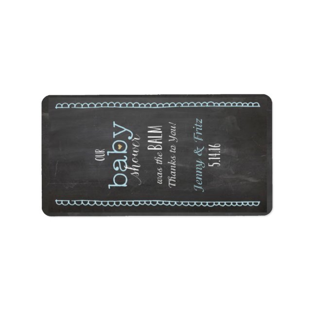 Chalkboard Posh Baby Shower Lip Balm Label (Front)