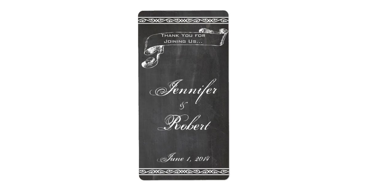Chalkboard Posh Wedding Wine Label | Zazzle