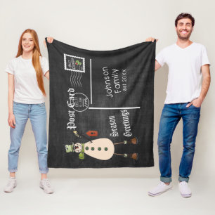 Chalkboard Postcard with a Rustic Snowman Fleece Blanket
