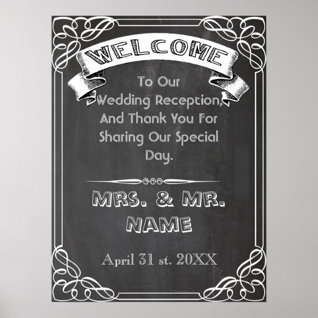 chalkboard poster ,blackboard wedding poster (Front)