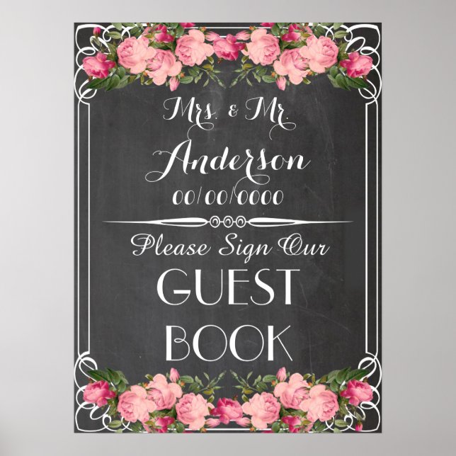 chalkboard poster ,wedding guestbook poster (Front)
