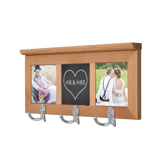 Chalkboard Print Mr & Mrs Photo Coat Rack (Left)