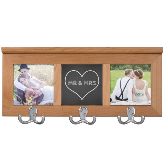 Chalkboard Print Mr & Mrs Photo Coat Rack (Front)