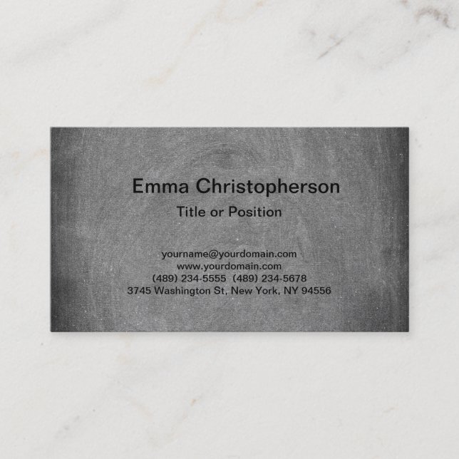 Chalkboard Professional Gray  Plain Modern Stylish Business Card (Front)