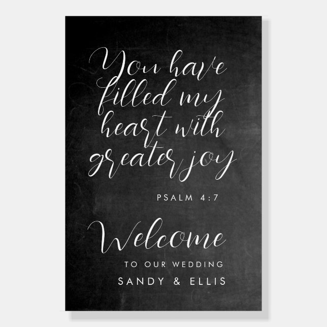 Chalkboard Psalm 4 Welcome Foam Board (Front)