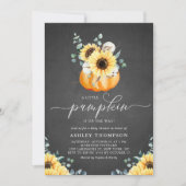 Chalkboard Pumpkin and Sunflower Fall Baby Shower Invitation (Front)