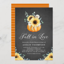 Chalkboard Pumpkin and Sunflowers Bridal Shower Invitation