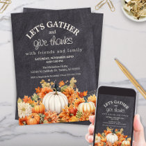 Chalkboard Pumpkin Thanksgiving Potluck Party Invitation