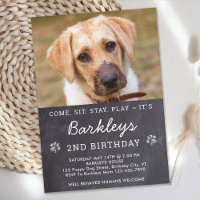 Chalkboard Puppy Dog Birthday Custom Pet Photo  In