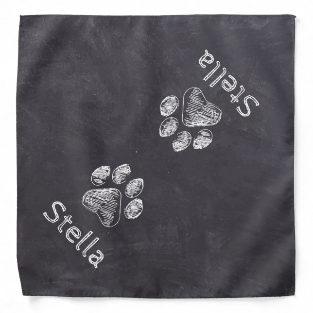 Chalkboard - Puppy Pawty - Dog Birthday Paw Print Bandana (Front)