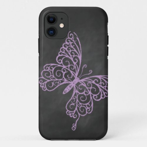 Chalkboard Purple Butterfly iPhone 5 Case_Mate ID iPhone 11 Case