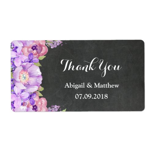 Chalkboard Purple Lavender Floral Wedding Labels