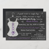 Chalkboard purple Lingerie Shower Bachelorette Invitation (Front/Back)
