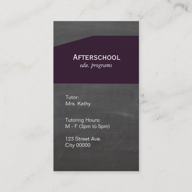 Chalkboard Purple Panel Business Card (Front)