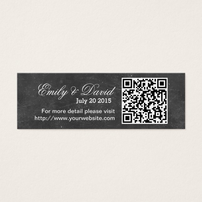 Chalkboard QR Code Wedding Website Insert Card (Front)