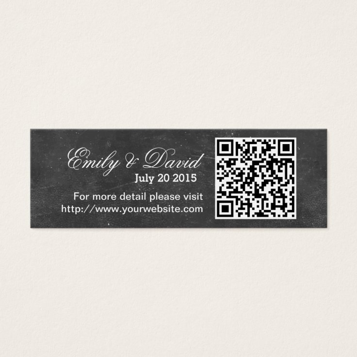 Chalkboard QR Code Wedding site Insert Card Zazzle