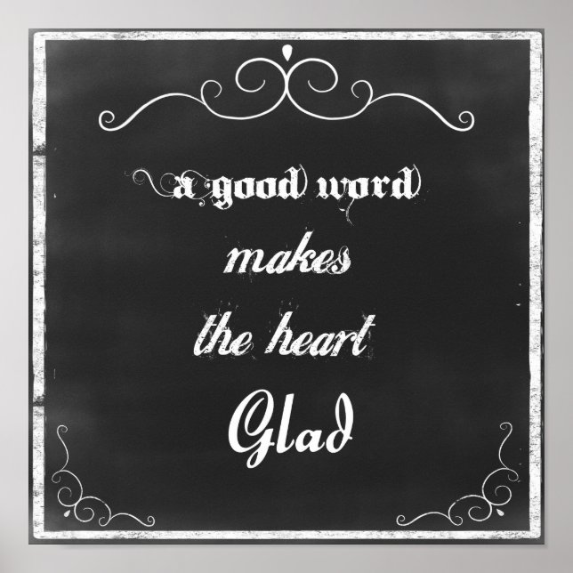 Chalkboard Quote A Good Word Poster (Front)