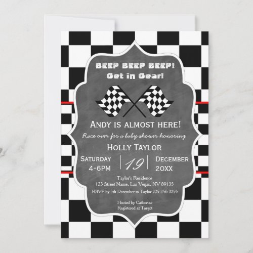 Chalkboard Racing Birthday Invitation