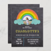 Chalkboard Rainbow Kids Budget Graduation Invite (Front/Back)