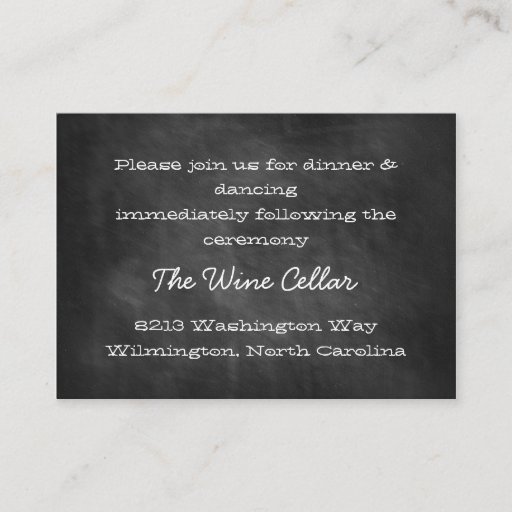 Customizable Chalkboard Reception Insert Cards Business Card Templates