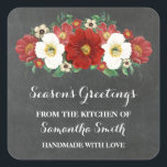 Chalkboard Red Floral Christmas Baking Sticker<br><div class="desc">Custom name holiday from the kitchen of labels in rustic country chalkboard pattern with red and white vintage flowers. Perfect for labeling Christmas baked goods,  canned preserves,  and many other goodies from the kitchen,  the perfect treat for the baker in your life.</div>