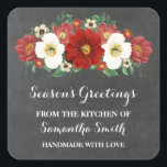 Chalkboard Red Floral Christmas Baking Sticker<br><div class="desc">Custom name holiday from the kitchen of labels in rustic country chalkboard pattern with red and white vintage flowers. Perfect for labeling Christmas baked goods,  canned preserves,  and many other goodies from the kitchen,  the perfect treat for the baker in your life.</div>