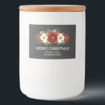 Chalkboard Red Floral Christmas Custom Label<br><div class="desc">Custom text holiday Merry Christmas food label or favor label with rustic chalkboard pattern and red and white vintage flowers.</div>