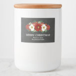 Chalkboard Red Floral Christmas Custom Label<br><div class="desc">Custom text holiday Merry Christmas food label or favor label with rustic chalkboard pattern and red and white vintage flowers.</div>