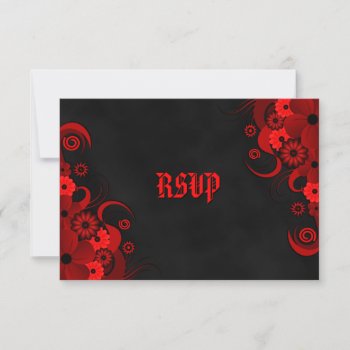 Chalkboard Red Floral Wedding Rsvp Response Cards by sunnymars at Zazzle