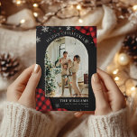 Chalkboard Red Gingham Plaid Photo Christmas Holiday Card<br><div class="desc">Chalkboard Red Gingham Plaid Photo Christmas Holiday Card</div>
