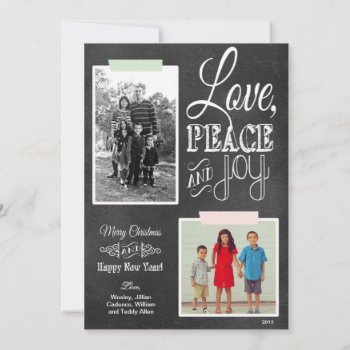 Chalkboard Red Green Washi Tape Holiday Photo Card by seasidepapercompany at Zazzle