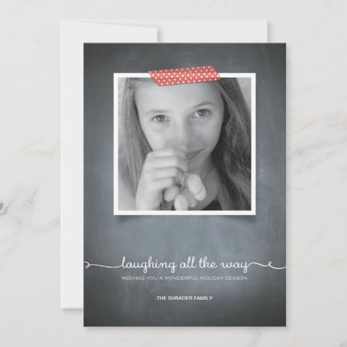 Chalkboard Red Washi Tape Holiday Photo Card
