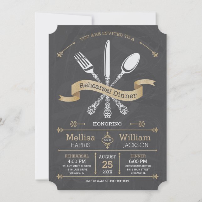Chalkboard Rehearsal Dinner Invitation (Front)