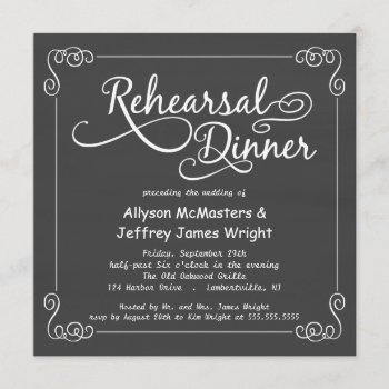 Chalkboard Rehearsal Dinner Invitations by weddingtrendy at Zazzle