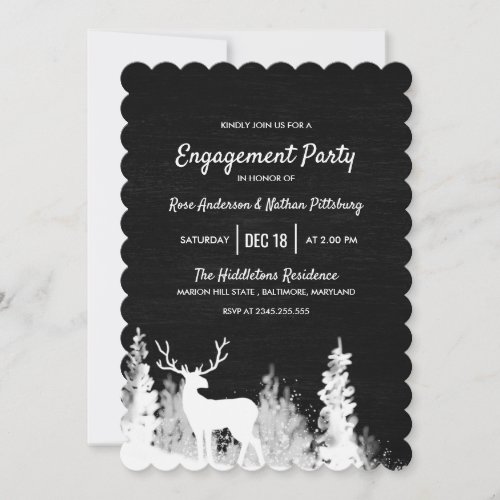 Chalkboard Reindeer Christmas Engagement Party Invitation