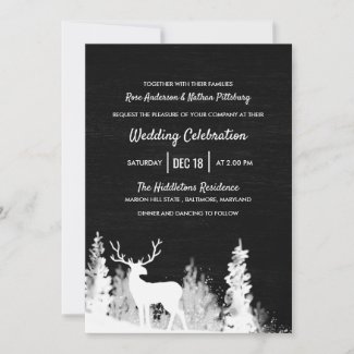 Chalkboard Reindeer Christmas Wedding Invitation