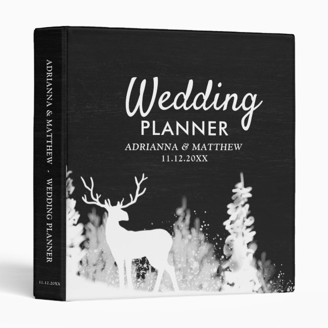Chalkboard Reindeer Christmas Wedding Planner 3 Ring Binder (Front/Spine)