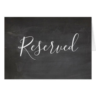 Chalkboard reserved sign. Modern gray wedding Cards