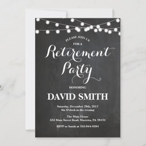 Chalkboard Retirement Party Invitation Card