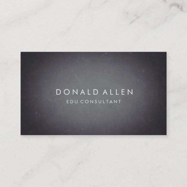 Chalkboard Retro Black Professional Educational Business Card (Front)