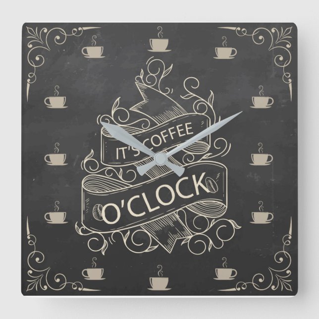 Chalkboard Retro Coffee Clock Wall Clock (Front)