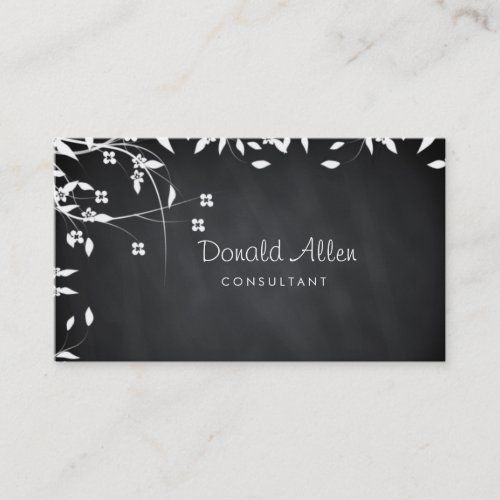 Chalkboard Retro Floral Professional Curves Business Card