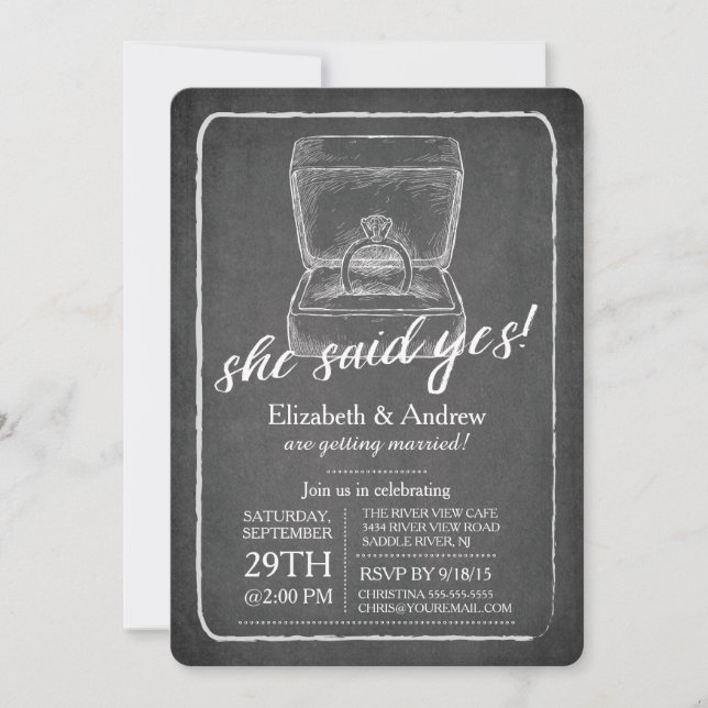 Chalkboard Ring Engagement Party Invitation (Front)