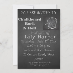 Chalkboard Rock Star Baby Shower Invitation