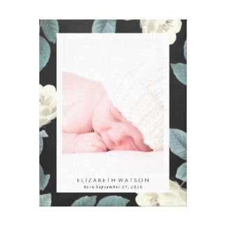 Chalkboard Rose Floral Frame Canvas Print