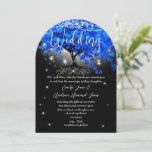 Chalkboard Royal Blue Heart Leaf Tree  Invitation